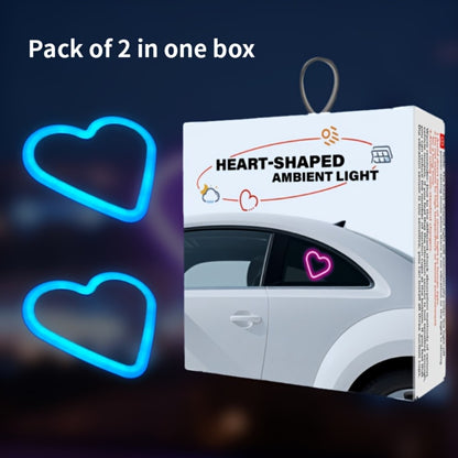 Car Interior Neon Heart Lights Solar USB Rechargeable 5 Lighting Modes Vibration-Sensing Auto On/Off Dashboard Decoration for Cars Trucks SUVs, 2pcs Set Iridescent Pink Blue Red Ice Blue Gift