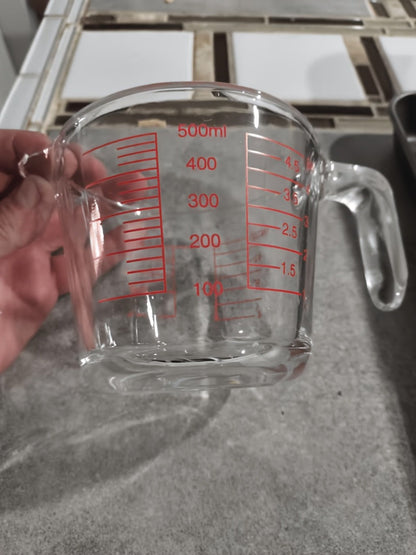 Glass Measuring Cup Heat Resistant Large with Handle 16.9 oz 33.8 oz Reusable Kitchen Baking for Home Cooking, Dining and Outdoor Meals