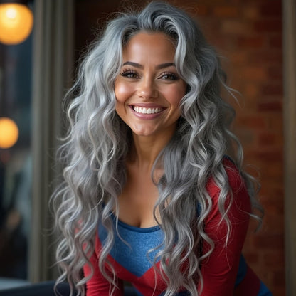 Synthetic Wig 32-Inch 13x4 HD Lace Front Waves with 200% Density in Three Colors for Cosplay Looks