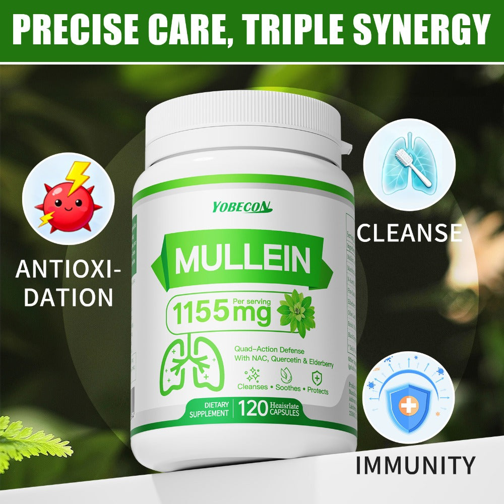 Lung Cleanse Capsules 120 Count with Mullein & NAC for Respiratory Support, Airway & Breathing Comfort, Immune Health, Seasonal & Year-Round Supplement for Adults