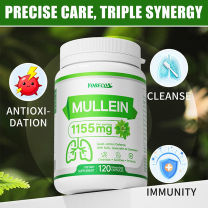 Lung Cleanse Capsules 120 Count with Mullein & NAC for Respiratory Support, Airway & Breathing Comfort, Immune Health, Seasonal & Year-Round Supplement for Adults
