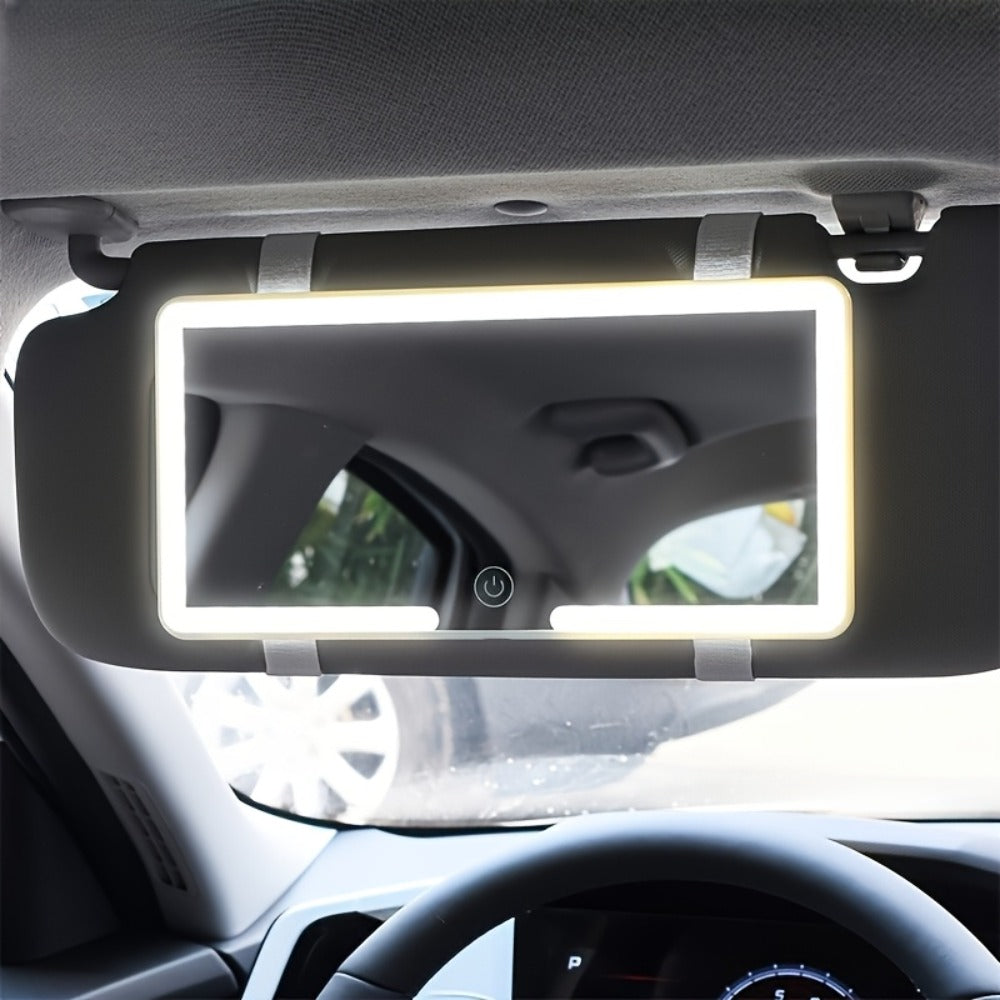 LED Car Visor Mirror Rechargeable – Ultra-Thin Vanity Mirror with 3 Light Modes (Daylight, Dashboard, Cockpit), Universal Fit for Cars, Trucks & SUVs, Gift for Women