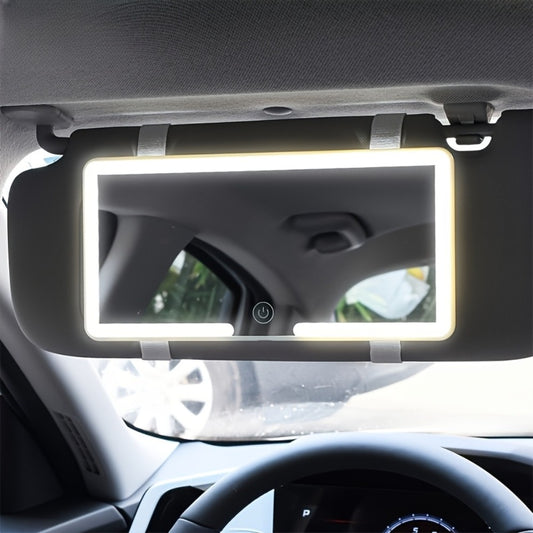 LED Car Visor Mirror Rechargeable – Ultra-Thin Vanity Mirror with 3 Light Modes (Daylight, Dashboard, Cockpit), Universal Fit for Cars, Trucks & SUVs, Gift for Women