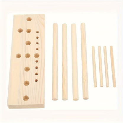 Nine-Piece Wooden Wreath and Bow Maker Tool Set with Peg Board and Assorted Craft Accessories