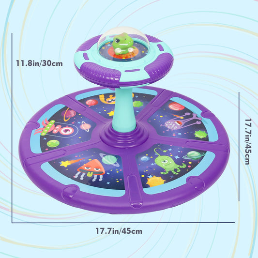 Dinosaur Spin Seat Toy for Toddlers 18 Months+ – 360° Sit and Spin with Music, Indoor Interactive Sensory Balance Toy, Supports Up to 110 lbs, Birthday Christmas Gift for Boys & Girls