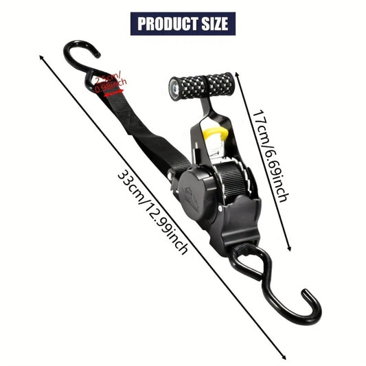 Auto Retractable Ratchet Straps 2-Pack – Heavy Duty Tie Down with Automatic Tightening, 1100/1400/1700 LBS Capacity, Abrasion-Resistant, for Truck Motorcycle Boat Trailer Canoe