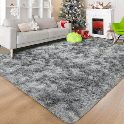 Shaggy Area Rug Soft Plush Fuzzy Carpet Non-Slip Tie-Dye Design for Bedroom Living Room Nursery Dorm — Pet Friendly Machine Washable Multiple Sizes & Colors