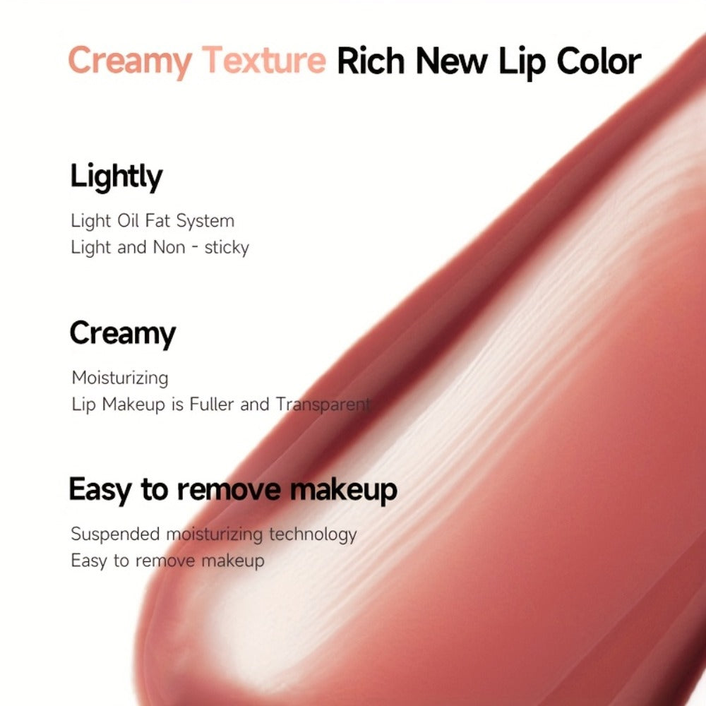 Lip Gloss Set by PECOLORS with 6 Nude Butter Lip Cream Shades, Tube Applicators and Display Box