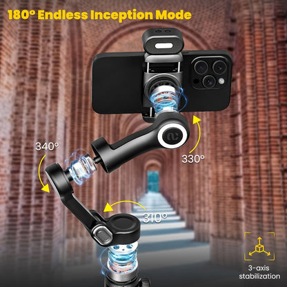 AOCHUAN Smart X Pro Combo 3-Axis Smartphone Gimbal Stabilizer | RGB Fill Light, Extension Rod, OLED Display & Wireless Charging for iPhone 15 14 13 Pro Max, YouTube Vlogging & Live Streaming