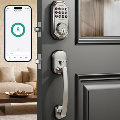 100 Code Keypad Door Lock Smart Keyless Entry Deadbolt – Anti-Peep Password, One-Touch Auto Lock, Fingerprint & WiFi Options, Zinc Alloy Front Door Lock, Easy Install, Low Battery Alarm, Black Silver
