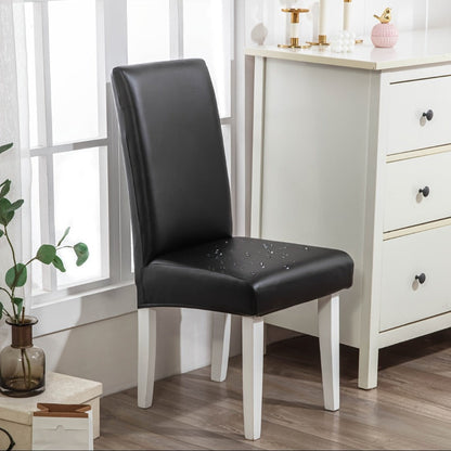 Chair Cover Set of 4 or 6 Stretch PU Leather Dining Slipcovers in Nine Available Color Choices