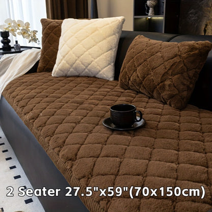 Sofa Cover Plush-Texture Cushion Panels in Pillowcase and 1, 2, 3 or 4-Seat Dimensions in Four Colors