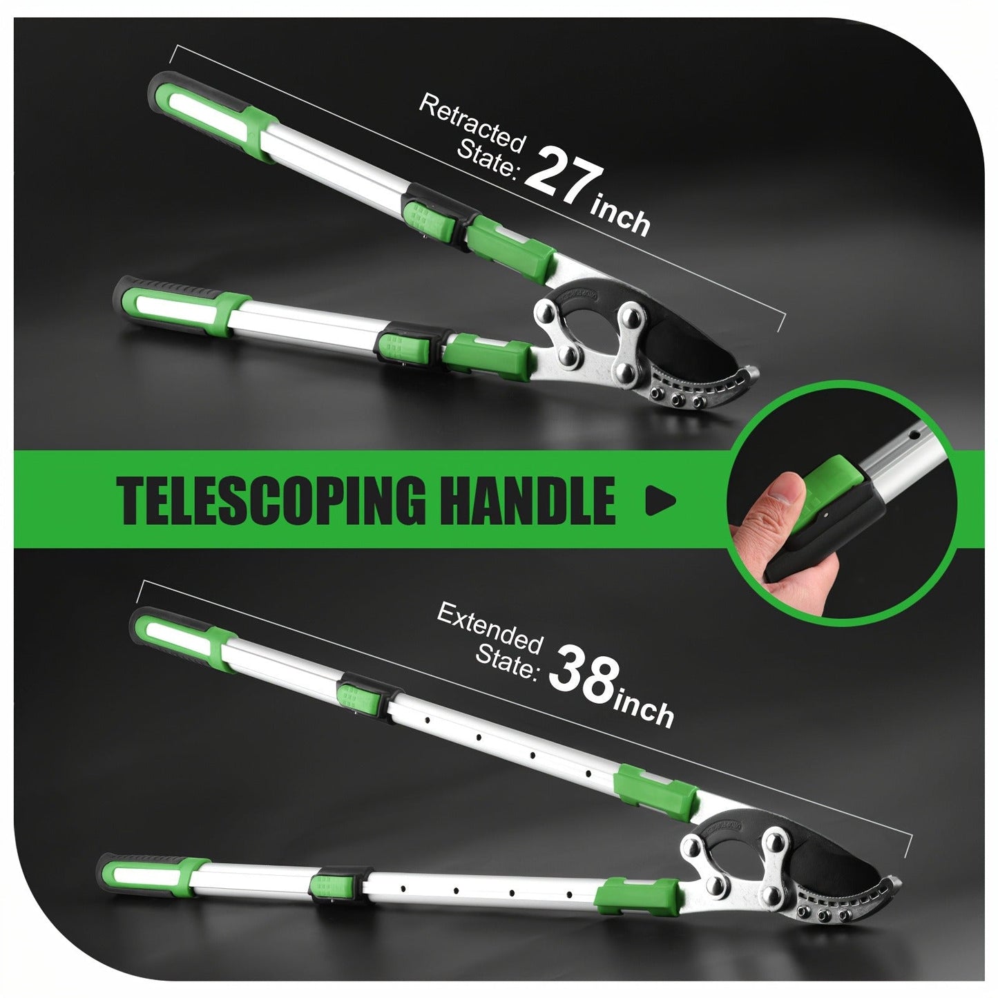 Long-Reach Bypass Lopper with Telescoping Silver Handles, Orange Grips and 27–34-Inch Variant Label