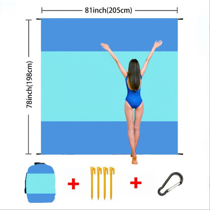 Printed Beach Mat with 19 Exact Size-and-Pattern Options, 198 x 205cm to 275 x 305cm with Stakes and Pouch