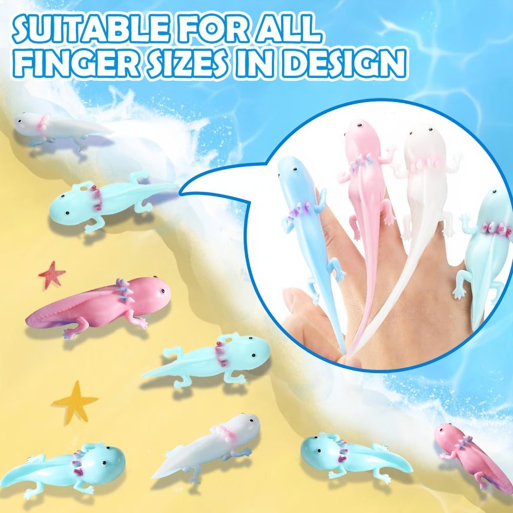 Axolotl Slingshot Fidget Toy 24pcs Bulk Pack, Cute Axolotl Squishy Sensory Finger Puppet Toys for Kids Birthday Party Favors Goodie Bags Decorations, Axolotl Gifts for Children Boys Girls