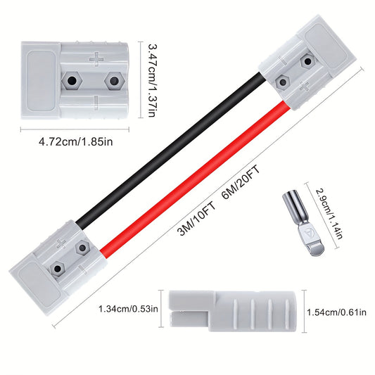 SB50 Anderson Connector Plug with 10FT Wire - Double SB50 Battery Harness Cable for RV, Winch, Trailer, Golf Cart & Electric Vehicle Quick Connect
