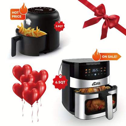 Miraston Air Fryer with Viewing Window, Eight Preset Icons and 2.8Qt or 6.5Qt Touchscreen Options