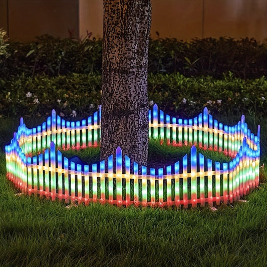 Solar Fence Lights Outdoor 8 Pack | Color LED Lantern Garden Decorative Light, IP44 Waterproof, Flashing & Steady Modes, Courtyard Villa Patio Christmas Decor
