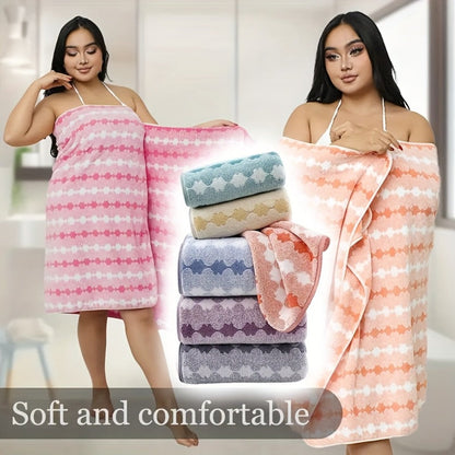 Extra Large Bath Towel Set 4 Piece for Women - 300GSM Ultra Soft Quick Dry Absorbent Solid Color Hand Towels | Orange Green Blue Purple Pink | Spa Yoga Fitness Gym Bathroom Gift