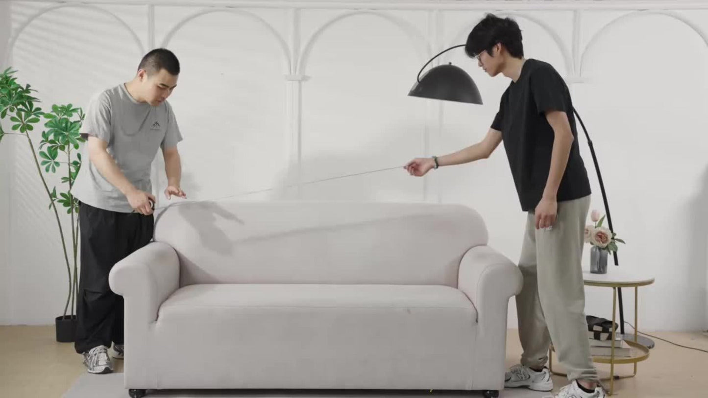 Sofa Cover Dark Blue Printed Skirt Slipcover with High-Elasticity Fiber and Anti-Slip Fixing Rods