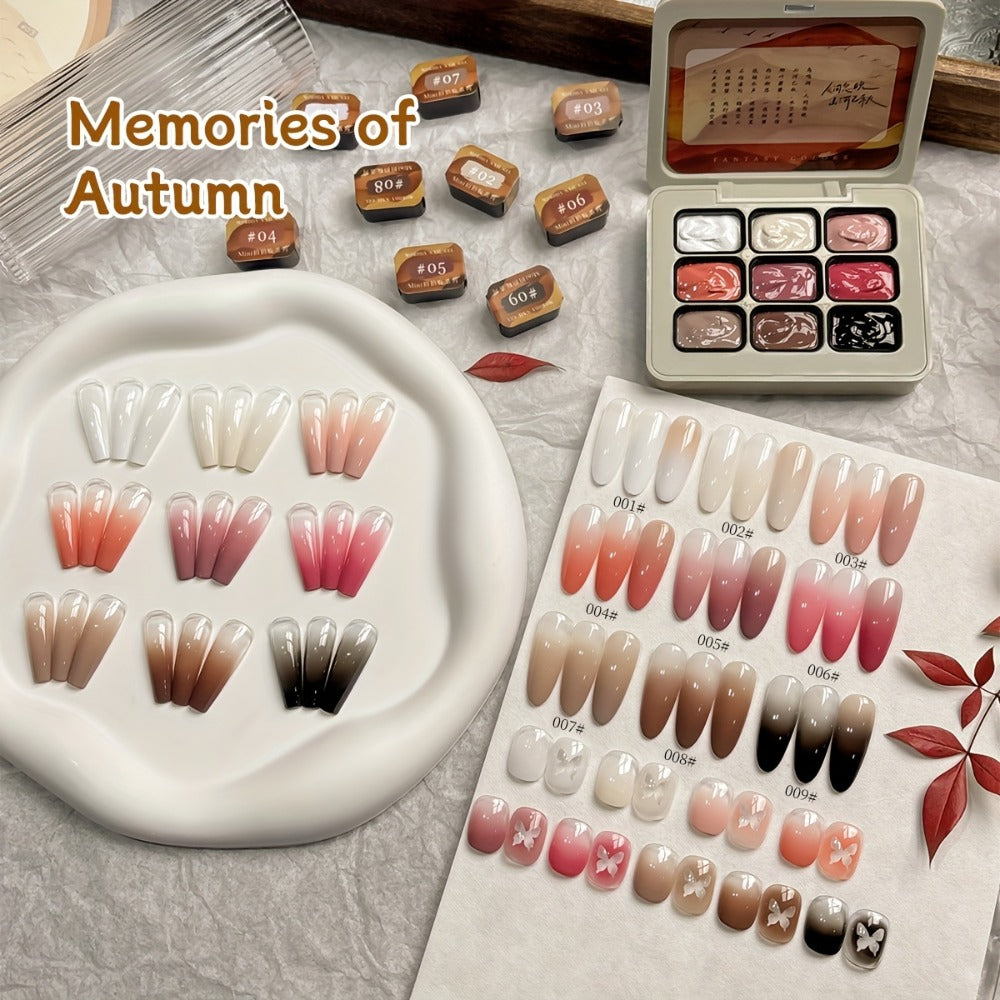 Gel Nail Polish 9-Color Mini Grid Sets for Ombre and Patting Art in 5 Curated Collection Options