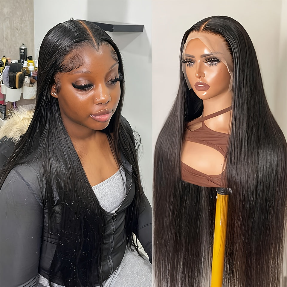 Lace Front Wig Straight Human Hair, 8-38 Inch Natural Color with 13x4 HD Front and 200% Density