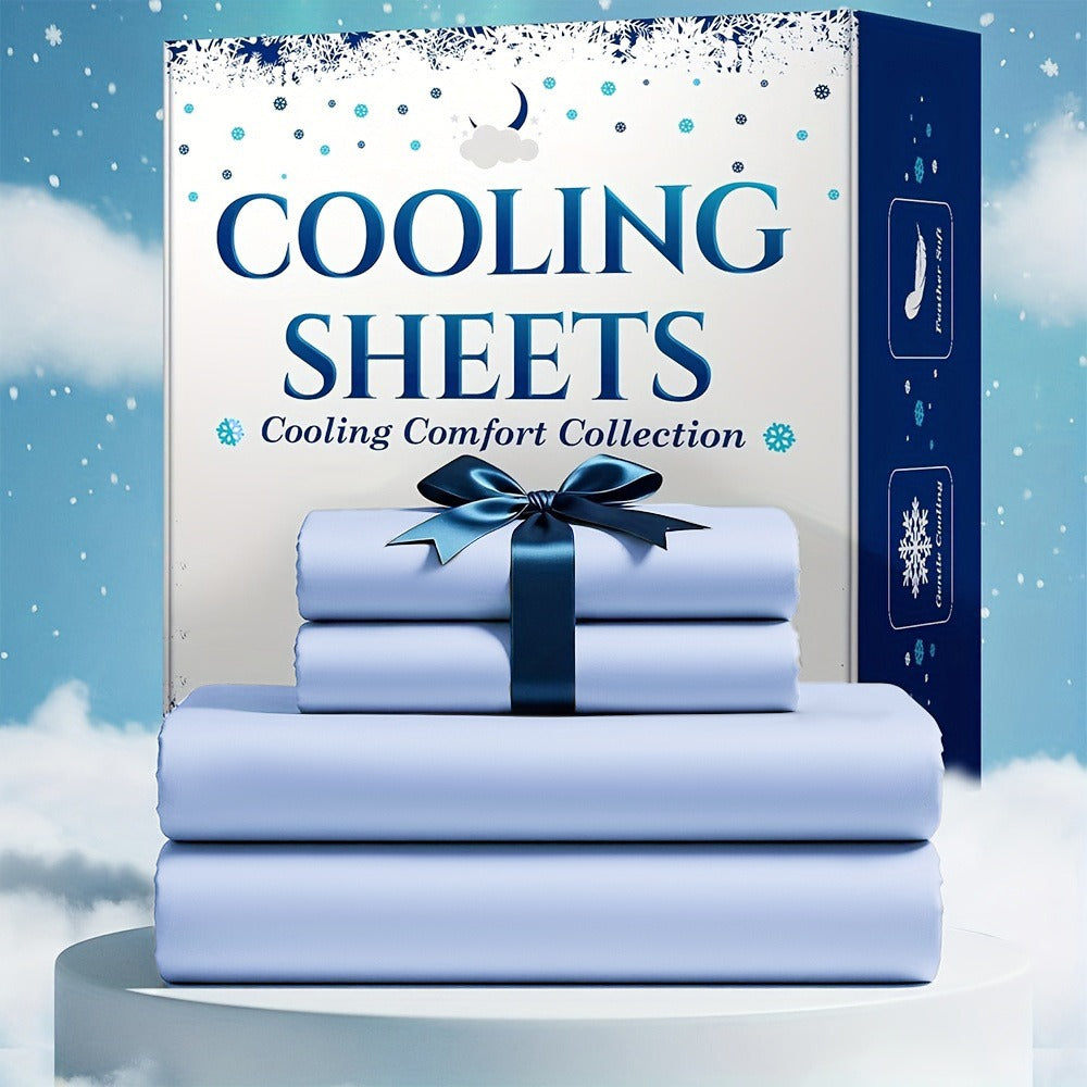 Bamboo Blend Cooling Bed Sheet Set 4pcs – Ultra Soft Breathable Kids Sheets, Deep Pocket Fitted Sheet 18"-24", 2200TC Shrink & Wrinkle Resistant, All-Season Hotel Luxury Bedding, Twin Full Queen King