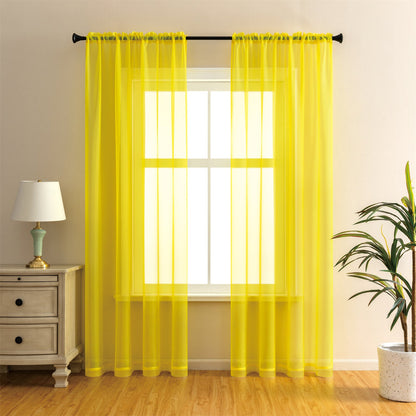 Two-Panel Solid Sheer Curtains with Rod-Pocket Header, Seven Colors and Four Size Configurations