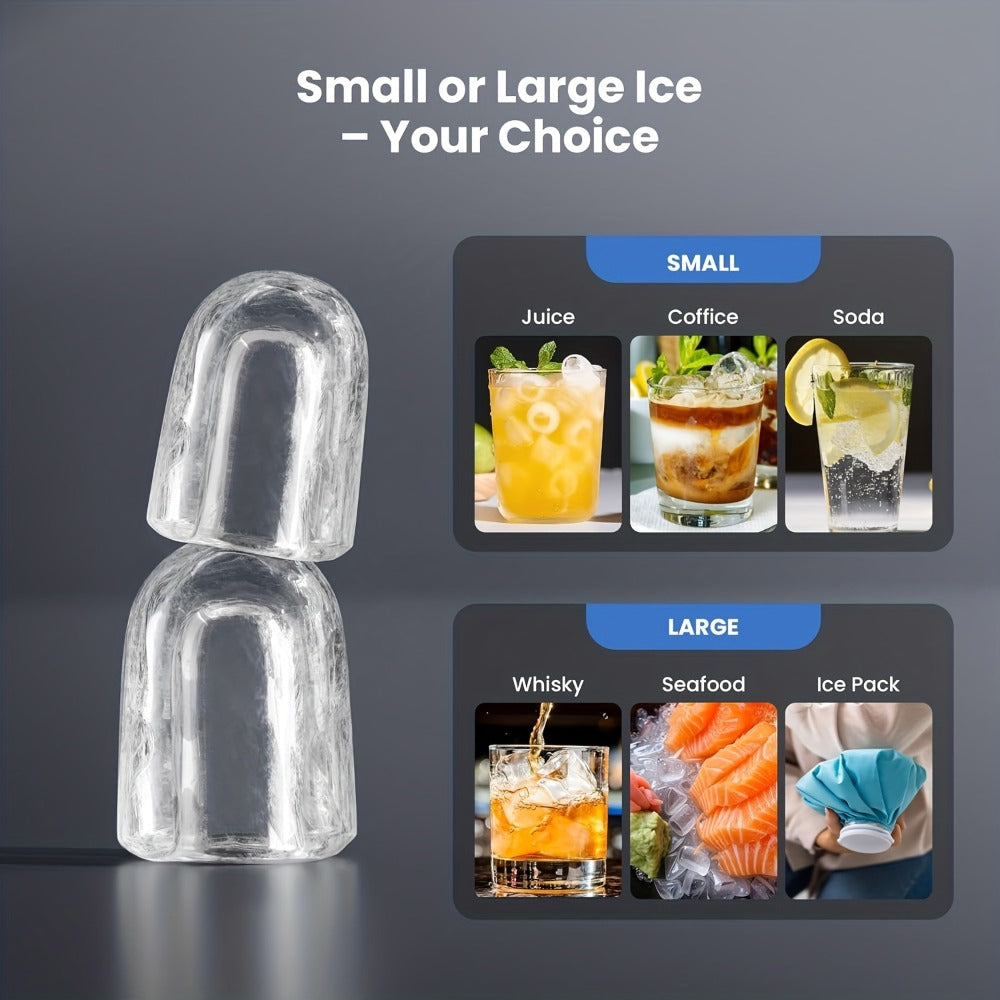 Black Countertop Ice Maker with 28 lb Daily Label, 8 Cubes per 6 Minutes, 27 oz Tank and Scoop