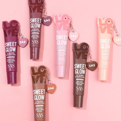 SAS Heart-Pendant Lip Gloss with 15ml Net Content, Squeeze-Tube Format and Six Numbered Shades