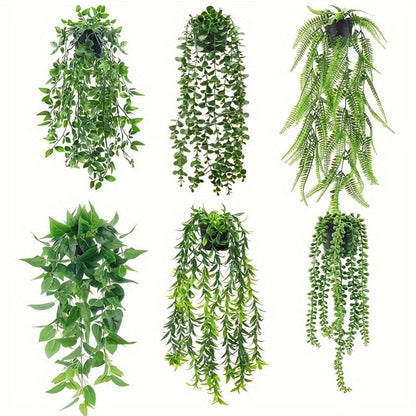 Hanging Artificial Greenery Vines in Eucalyptus, Fern and Mixed Styles with Six- or Eight-Pack Options