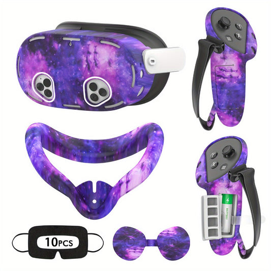 Meta Quest 3S Silicone Cover Set - VR Face Cover Shell Controller Grip Case Camera Lens Protector Full Protection Accessories Kit for Meta Quest 3S