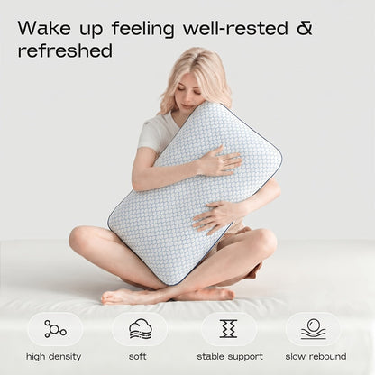 Standard Bed Pillow with Quilted Mesh Cover, Blue or Grey 1-Piece Options, Pictured 60 x 40 x 12 cm
