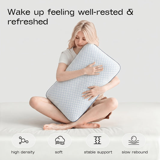 Bed Pillow for Side, Back & Stomach Sleepers – Washable Cover, Breathable Mesh, Standard Size – Blue & Grey