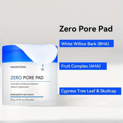 Exfoliating Cleansing Pads with Hyaluronic Acid & Rose Water 70 Count - Dual-Texture Deep Pore Cleansing Moisturizing Wipes Camellia Extract All Skin Types Women Daily Skincare
