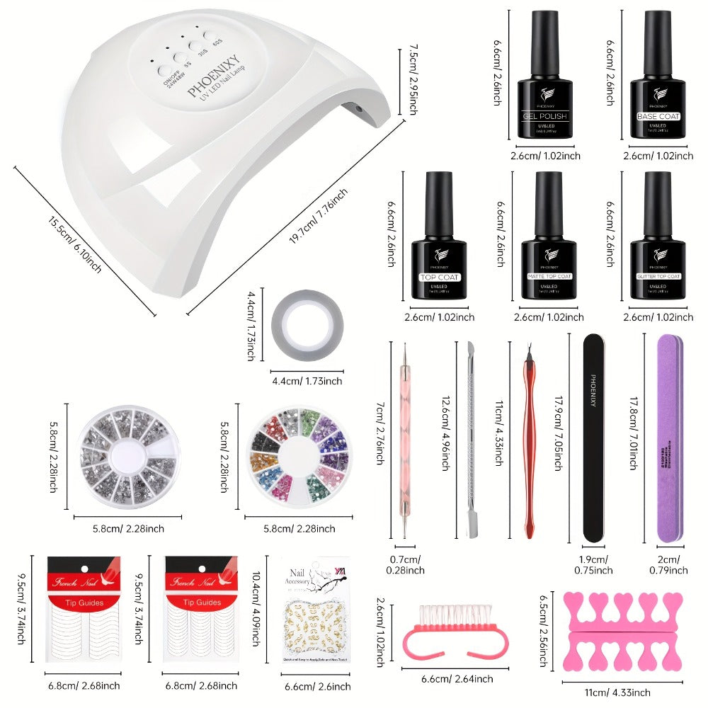 61-Piece Gel Nail Polish Kit with UV LED Lamp, 40 Color Bottles, Base and Top Coats and Manicure Tools