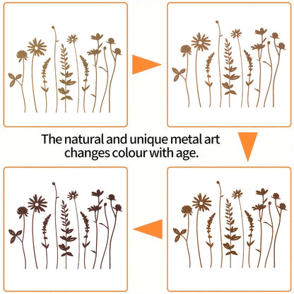 Rustic Metal Wildflower Bouquet, 10-Piece Mixed Stem Set from 25.4 to 40 cm for Vases and Planters