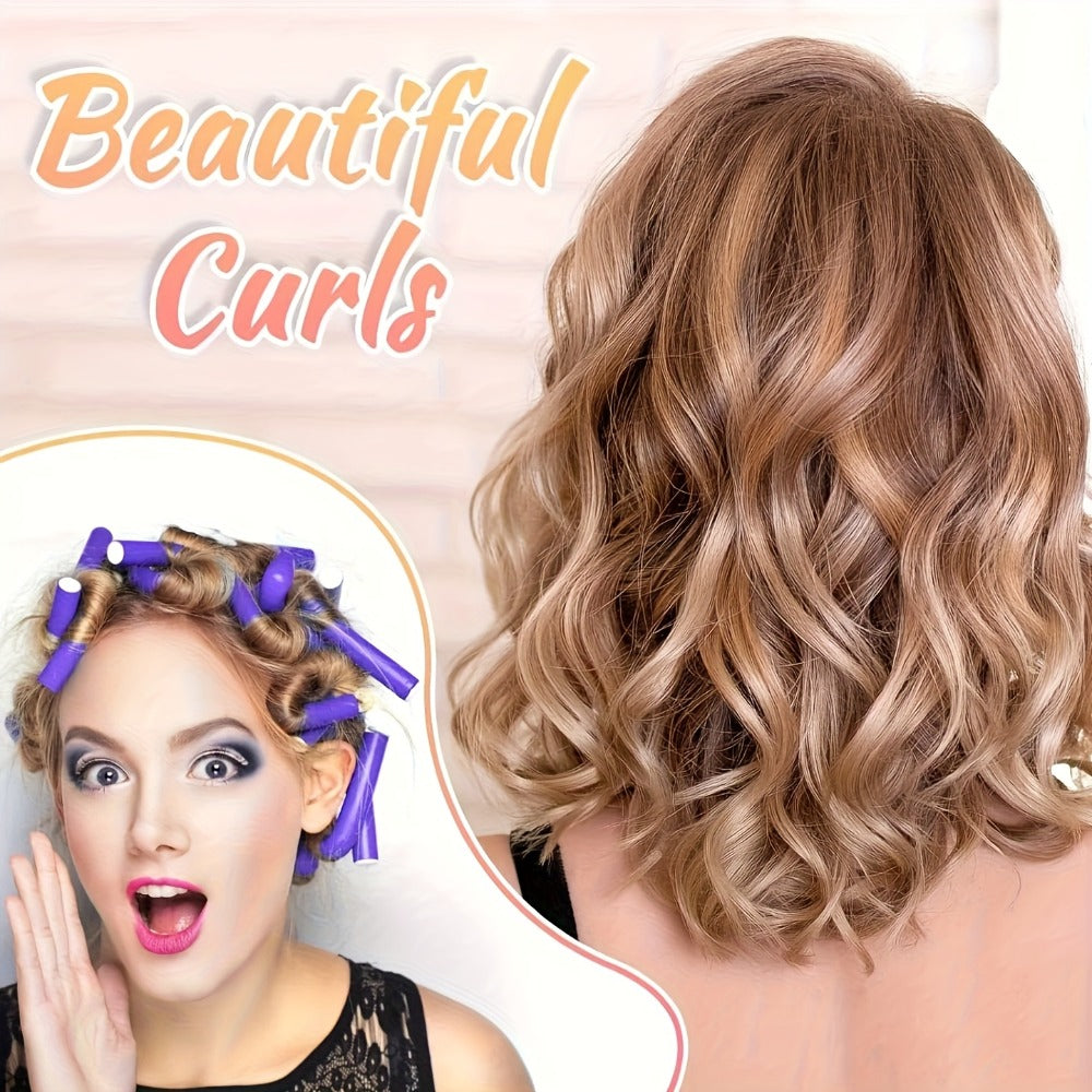 50-Piece Flexible Foam Curl Former Set in Random Colors for Heatless Waves, Spirals and Short Hair Styling