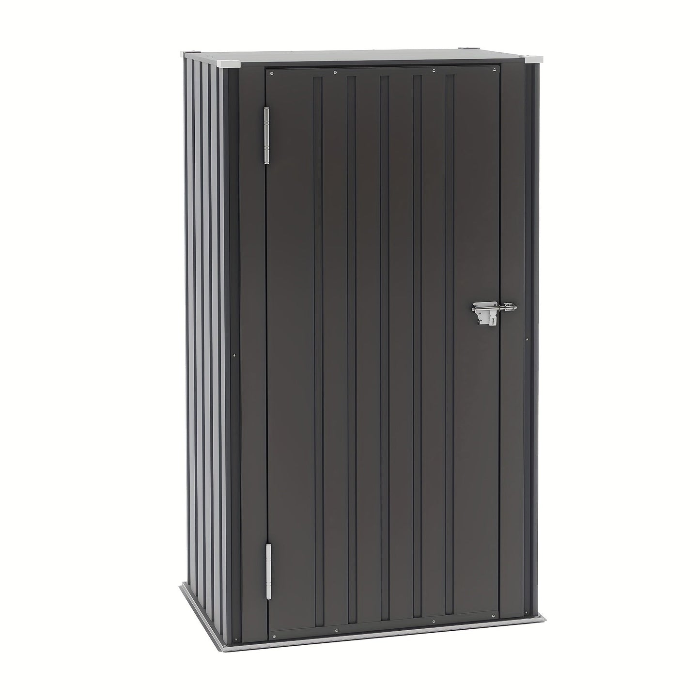 Metal Outdoor Storage Cabinets with Shelf-Equipped Tall or Low Models and 3 x 2 x 4.6 Ft Shed Option
