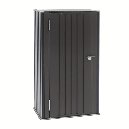 Metal Outdoor Storage Cabinets with Shelf-Equipped Tall or Low Models and 3 x 2 x 4.6 Ft Shed Option