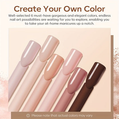 Nude Dipping Powder Set 6 Colors Light Beige Brown Neutral Shades Odorless Acrylic Nail Powder for French Manicure 3D Nail Art Extensions Carving No Lamp Gift for Women