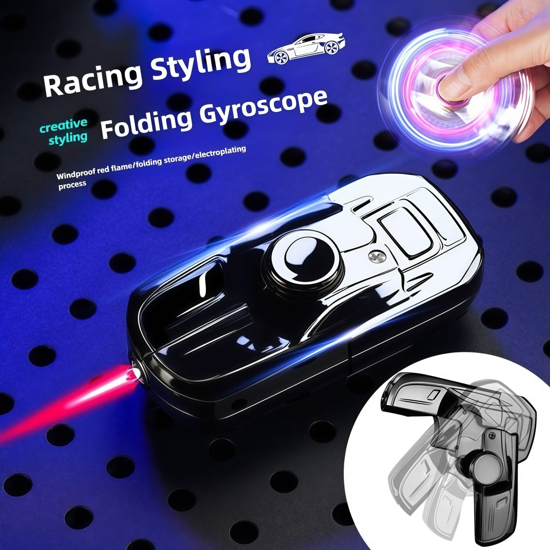 Foldable Race-Car-Style Butane Lighter with Rotating Grip and Black or Gold Checkout Options
