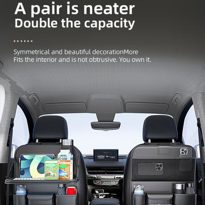 Car Seat Back Organizer PU Leather - Foldable Dining Table, Cup Holder, Multi-Pocket Storage Bag, Universal Fit Back Seat Travel Organizer for Kids & Passengers, 1pc or 2pc Set