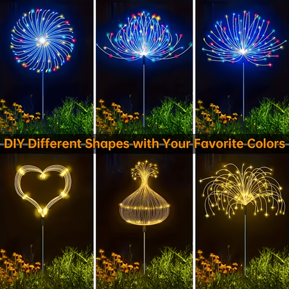 Solar Garden Lights Firework Stakes with 240-640 LEDs, 8 Modes, 4/8 Packs and Three Light Colors