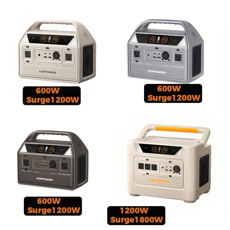 Portable Power Station 595Wh 600W with LiFePO4 Cell Pack, Nine Outputs, USB-C PD and 1200W Surge