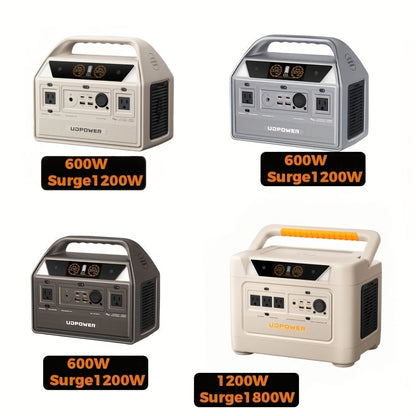 Portable Power Station 595Wh 600W with LiFePO4 Cell Pack, Nine Outputs, USB-C PD and 1200W Surge