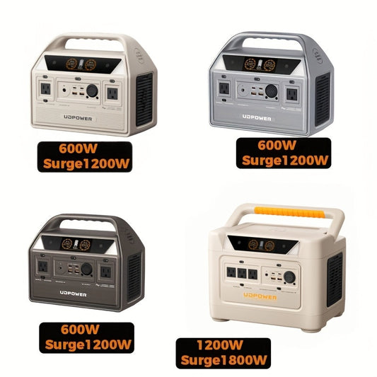 Portable Power Station 595Wh 600W with LiFePO4 Cell Pack, Nine Outputs, USB-C PD and 1200W Surge