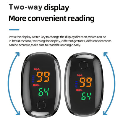 Black Fingertip Pulse Oximeter with Two-Way Color Display and Single-Piece Checkout Option