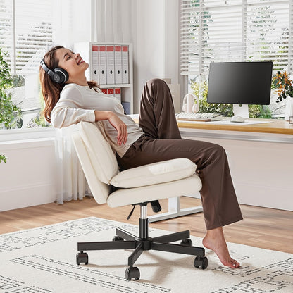 27-Inch Office Chair with Cross-Legged Seat and Rolling Wheels for Home Office detail image - detail view 16