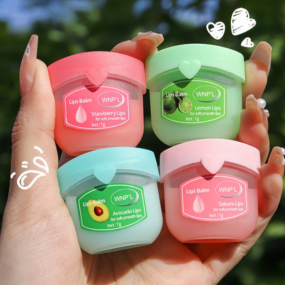 32-Piece Mini Pot Lip Balm Set with Eight Pictured Colors in Four Boxed Assortments and Heart Carton